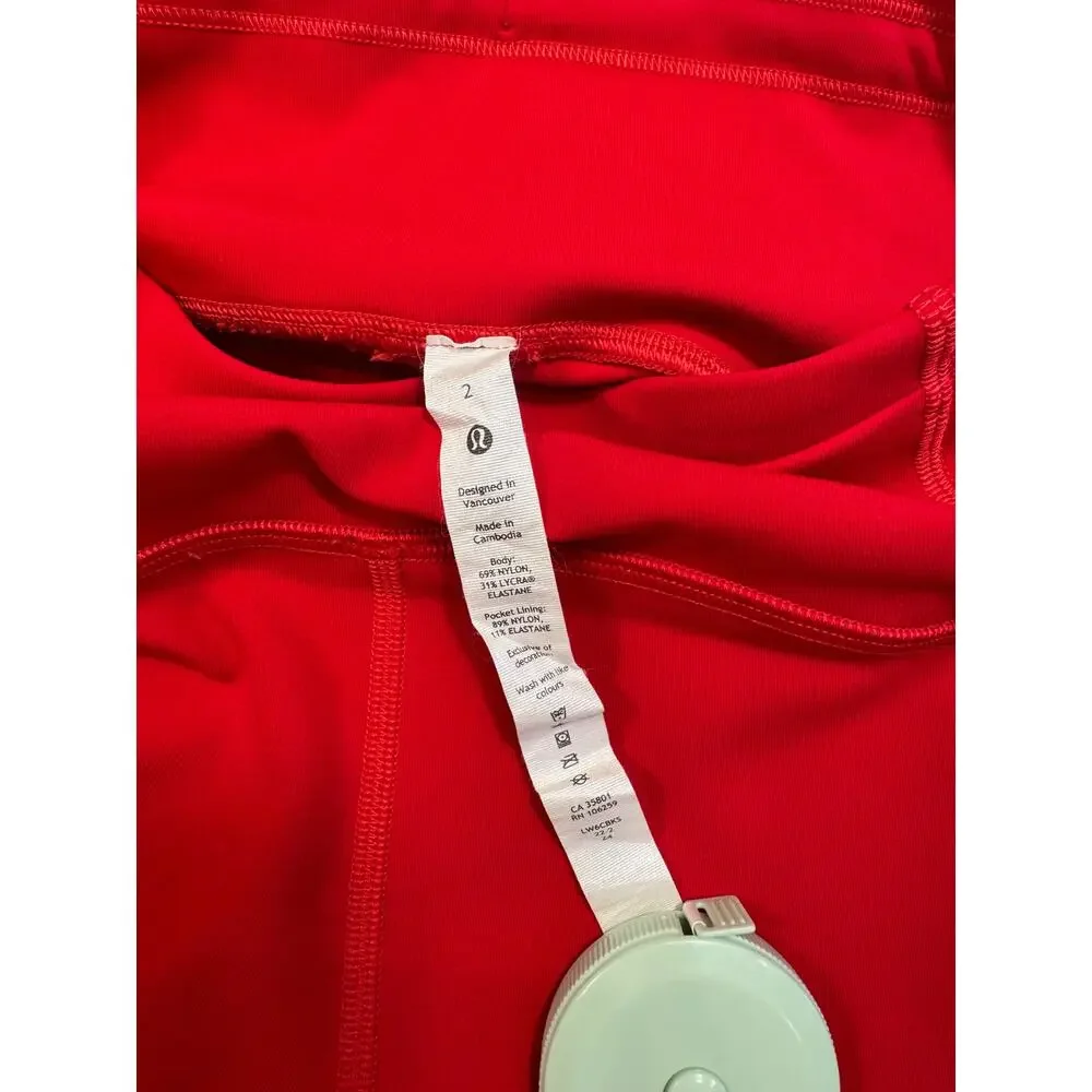 Lululemon Swift Speed High Rise Crop 21" Leggings 2 Dark Red Run Pockets Pilates - Picture 14 of 16